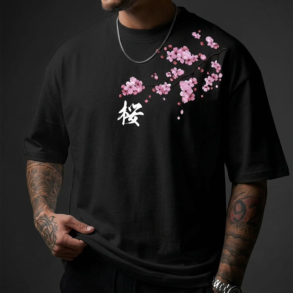 Hiro | Men's Cherry Blossom Print Cotton T-Shirt