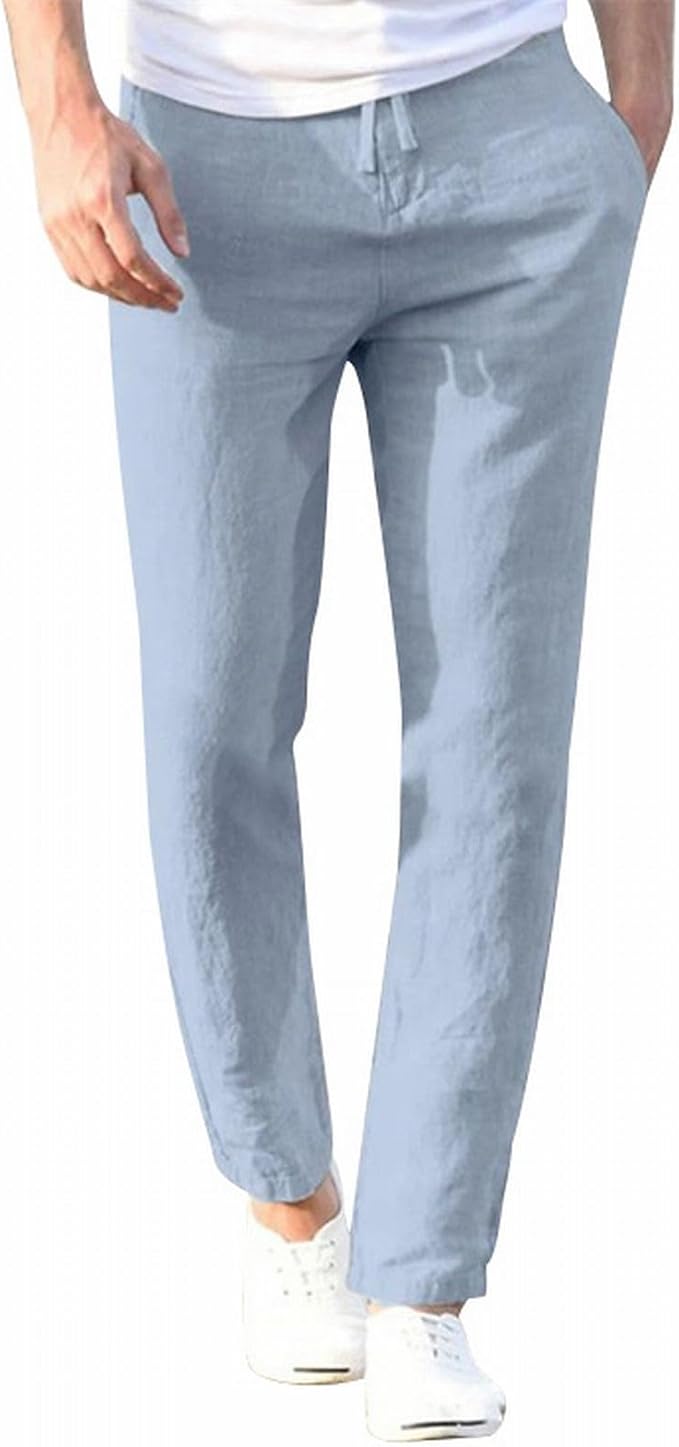 Men's Linen Pants | Drawstring Waist & Tapered Leg