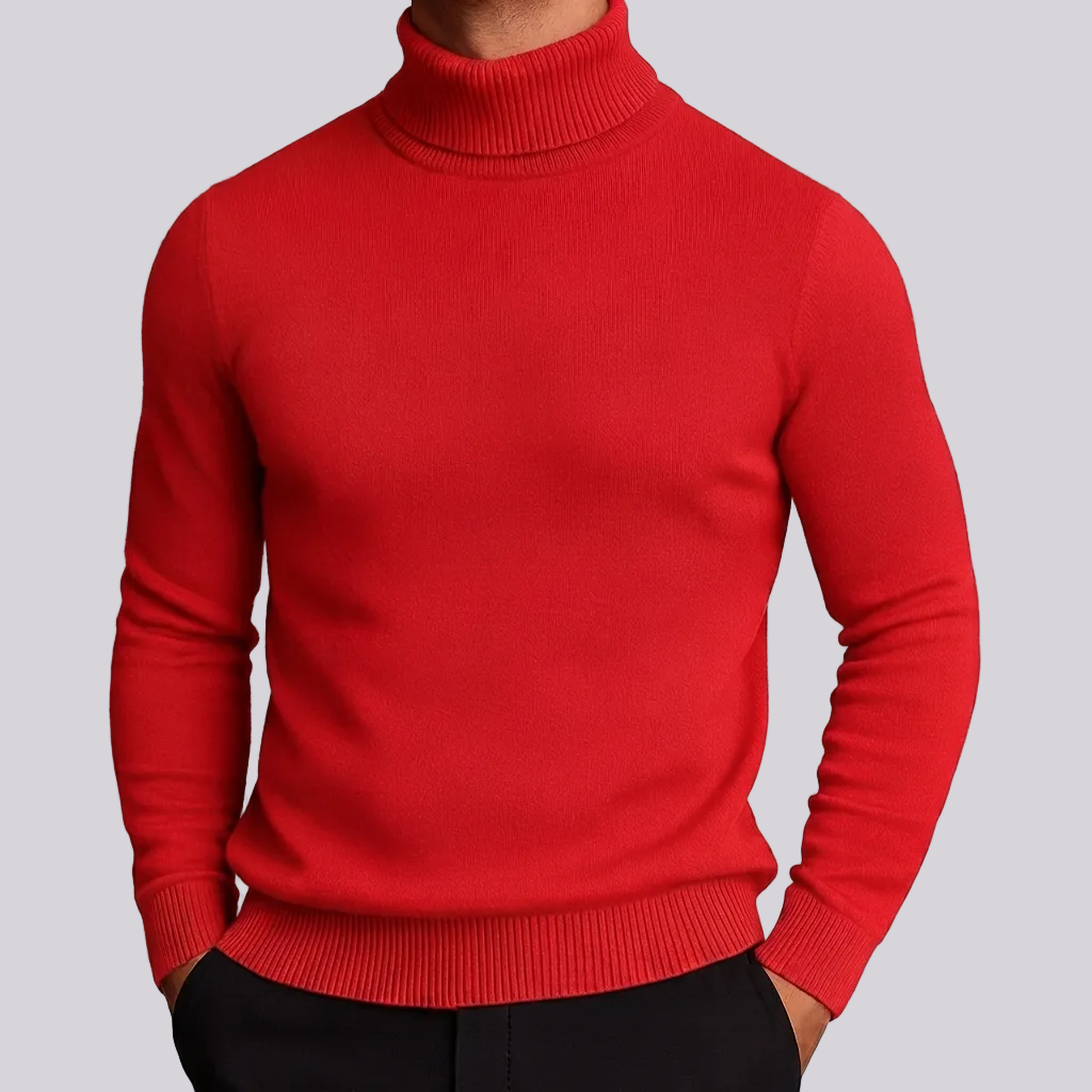 Men's Classic Knit Turtleneck Sweater | Ribbed Neck & Hem