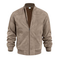 Men's Suede Bomber Jacket | Zip Front & Rib Trim