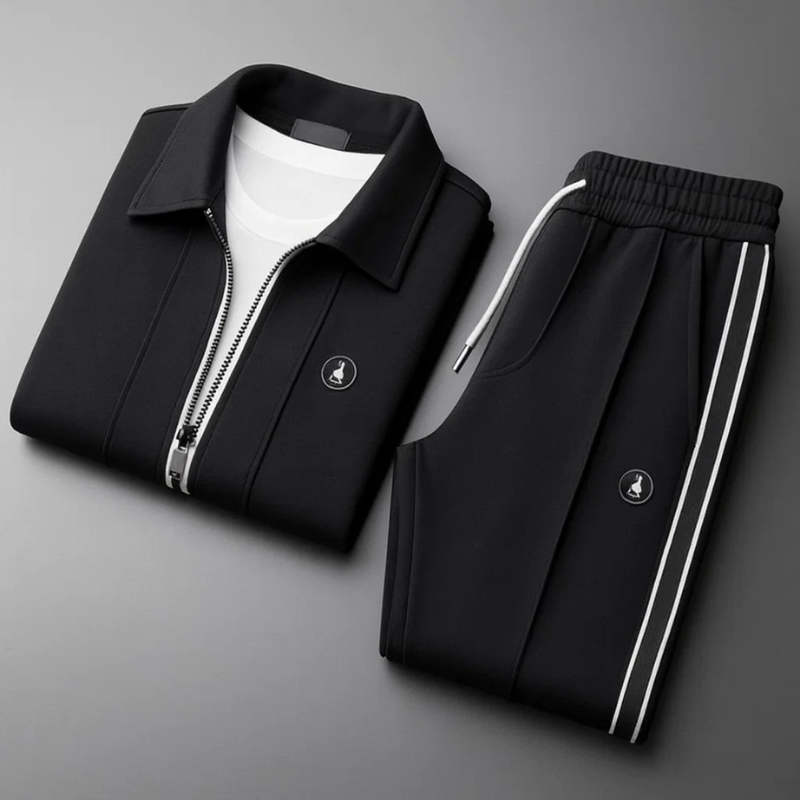 Men's Athletic Lycra Tracksuit Set | Zip Jacket & Drawstring Pants