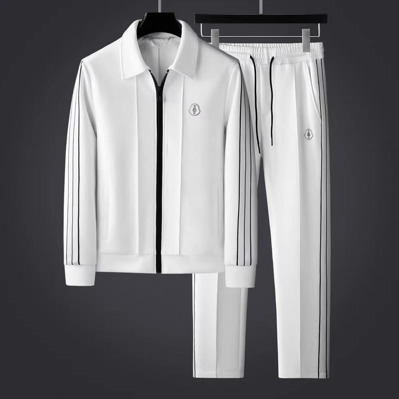 Men's Athletic Lycra Tracksuit Set | Zip Jacket & Drawstring Pants