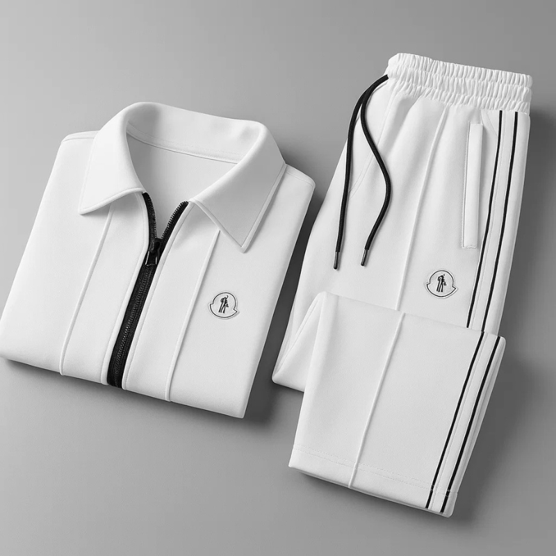 Men's Athletic Lycra Tracksuit Set | Zip Jacket & Drawstring Pants