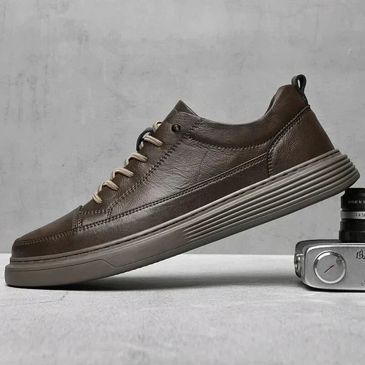 Bruno | Men's White Low-Top Leather Skate Shoes 2