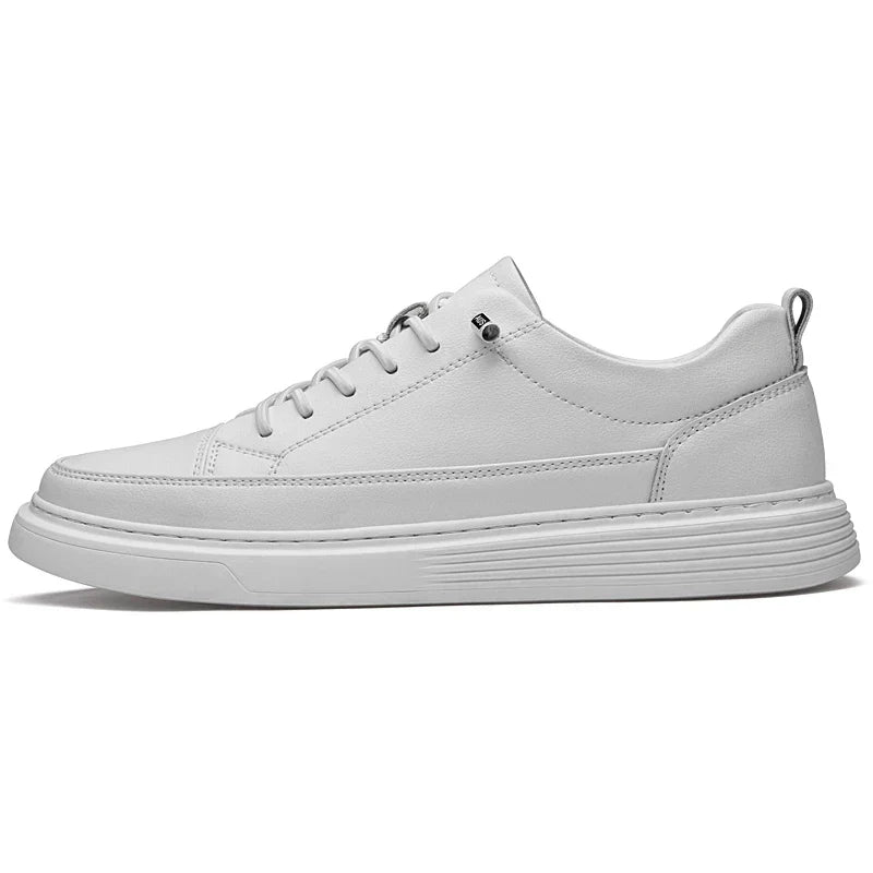 Bruno | Men's White Low-Top Leather Skate Shoes 2