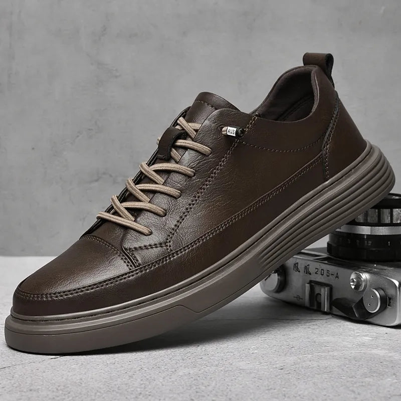 Bruno | Men's White Low-Top Leather Skate Shoes 2