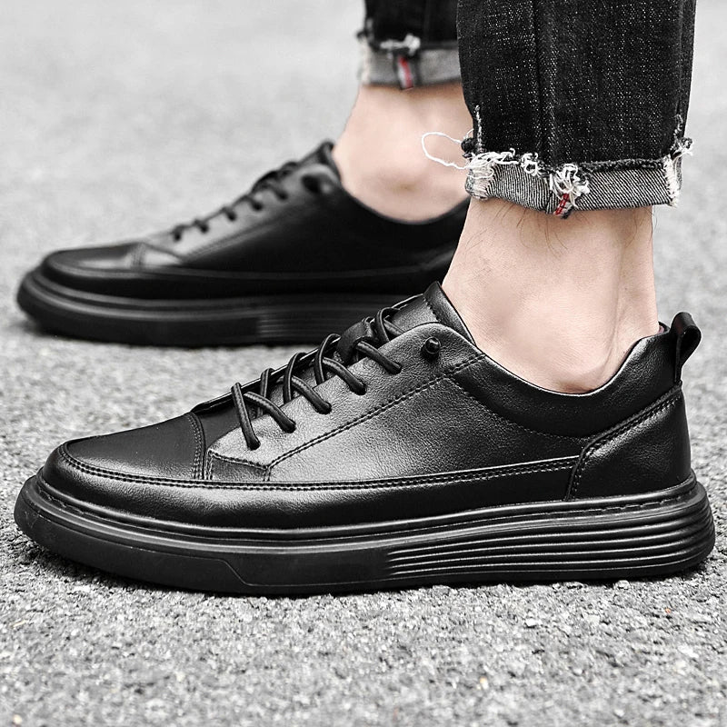 Bruno | Men's White Low-Top Leather Skate Shoes 2