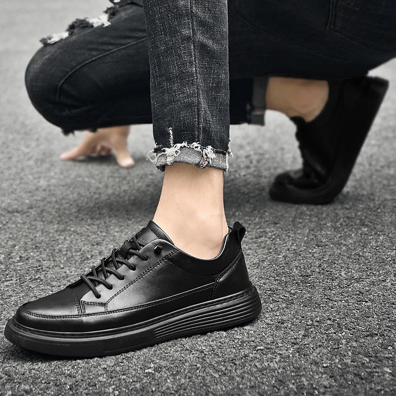 Bruno | Men's White Low-Top Leather Skate Shoes