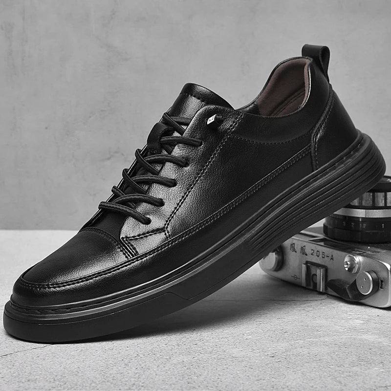 Bruno | Men's White Low-Top Leather Skate Shoes 2