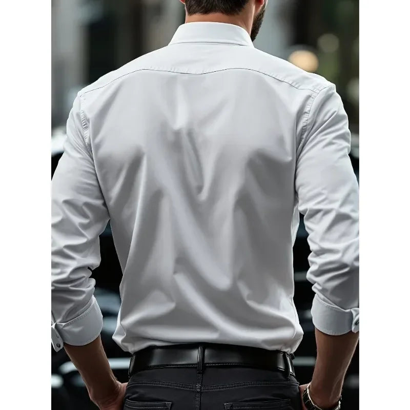 Men's Business Blend Shirt | Point Collar & Button Cuffs
