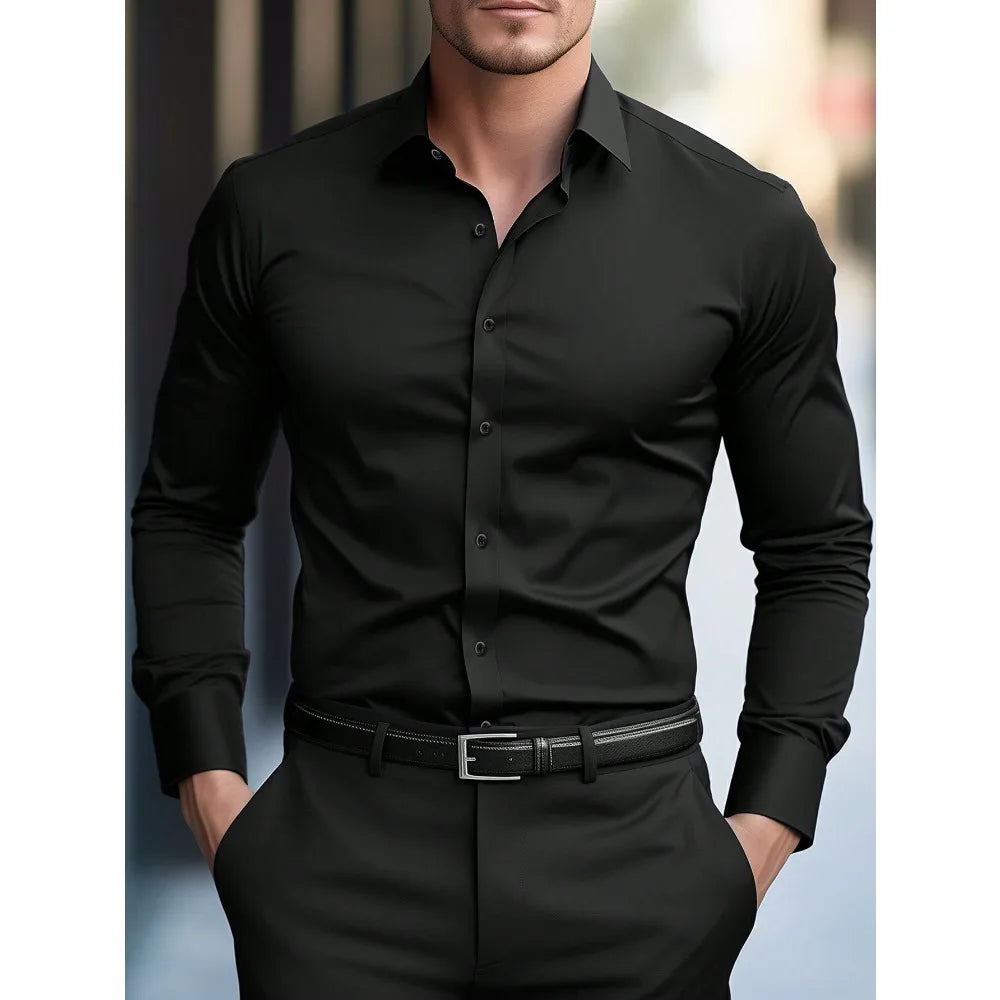 Men's Business Blend Shirt | Point Collar & Button Cuffs