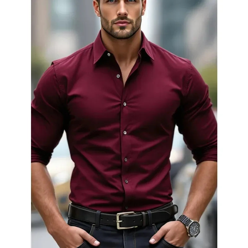 Men's Business Blend Shirt | Point Collar & Button Cuffs