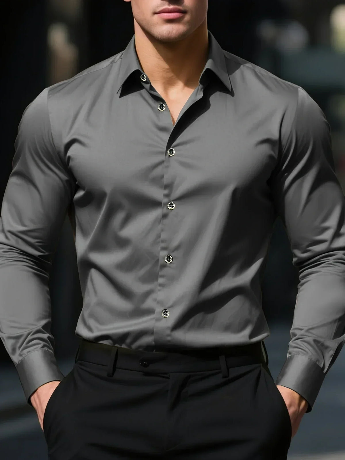 Men's Business Blend Shirt | Point Collar & Button Cuffs
