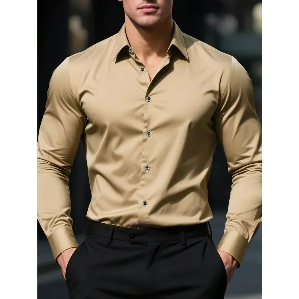Men's Business Blend Shirt | Point Collar & Button Cuffs