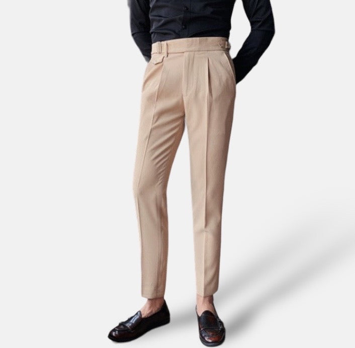 Men's Business Pants | Pleated Front & Side Tabs