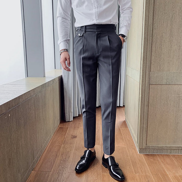 Men's Business Pants | Pleated Front & Side Tabs