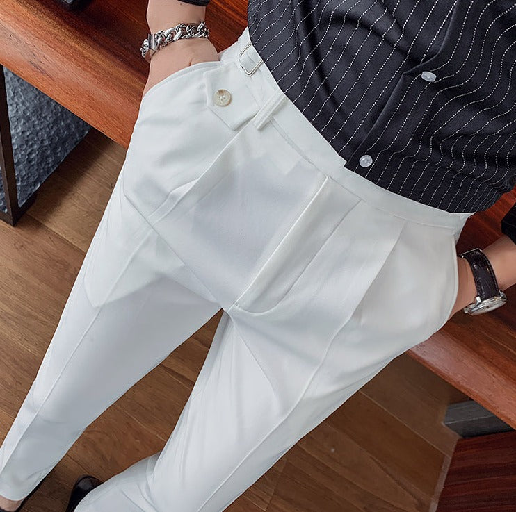 Men's Business Pants | Pleated Front & Side Tabs
