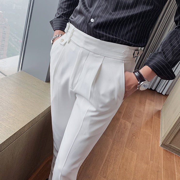Men's Business Pants | Pleated Front & Side Tabs