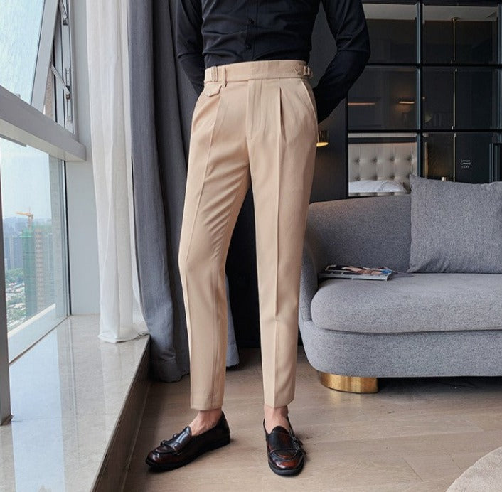 Men's Business Pants | Pleated Front & Side Tabs
