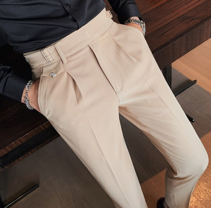 Men's Business Pants | Pleated Front & Side Tabs