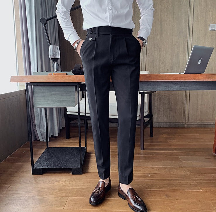 Men's Business Pants | Pleated Front & Side Tabs