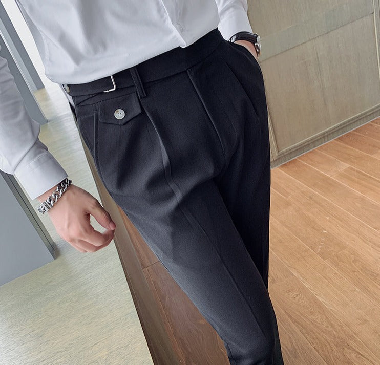 Men's Business Pants | Pleated Front & Side Tabs