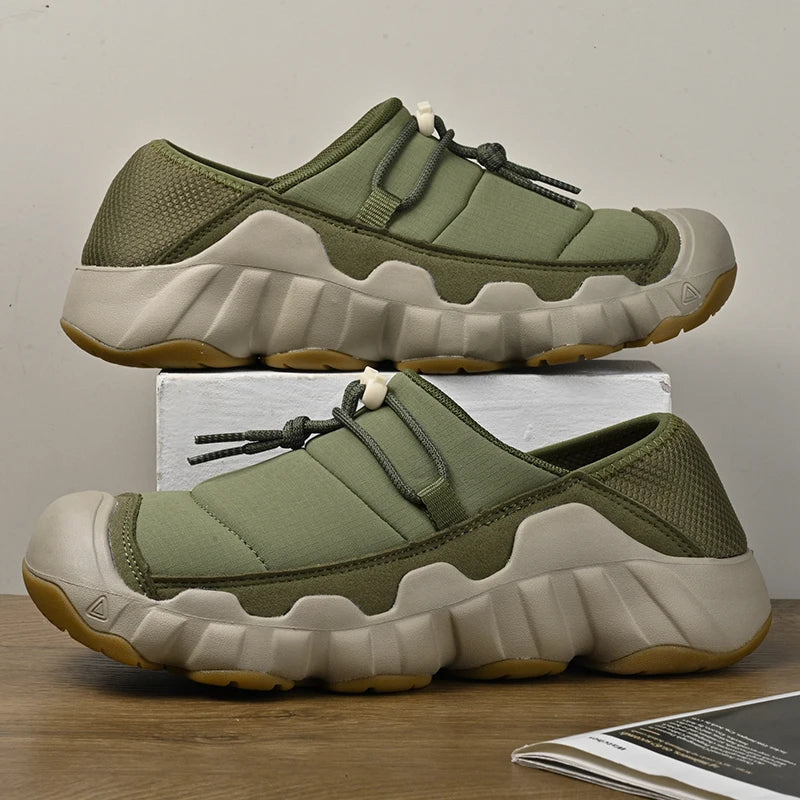 Caleb | Men's Olive Slip-On Hiking Skate Shoes