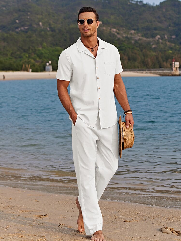 Men's Camp Collar Shirt and Trousers Set | Beach Day Co-Ord