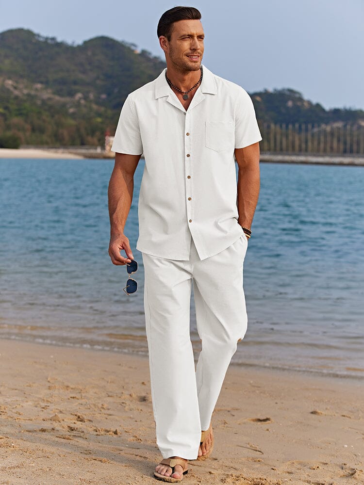 Men's Camp Collar Shirt and Trousers Set | Beach Day Co-Ord