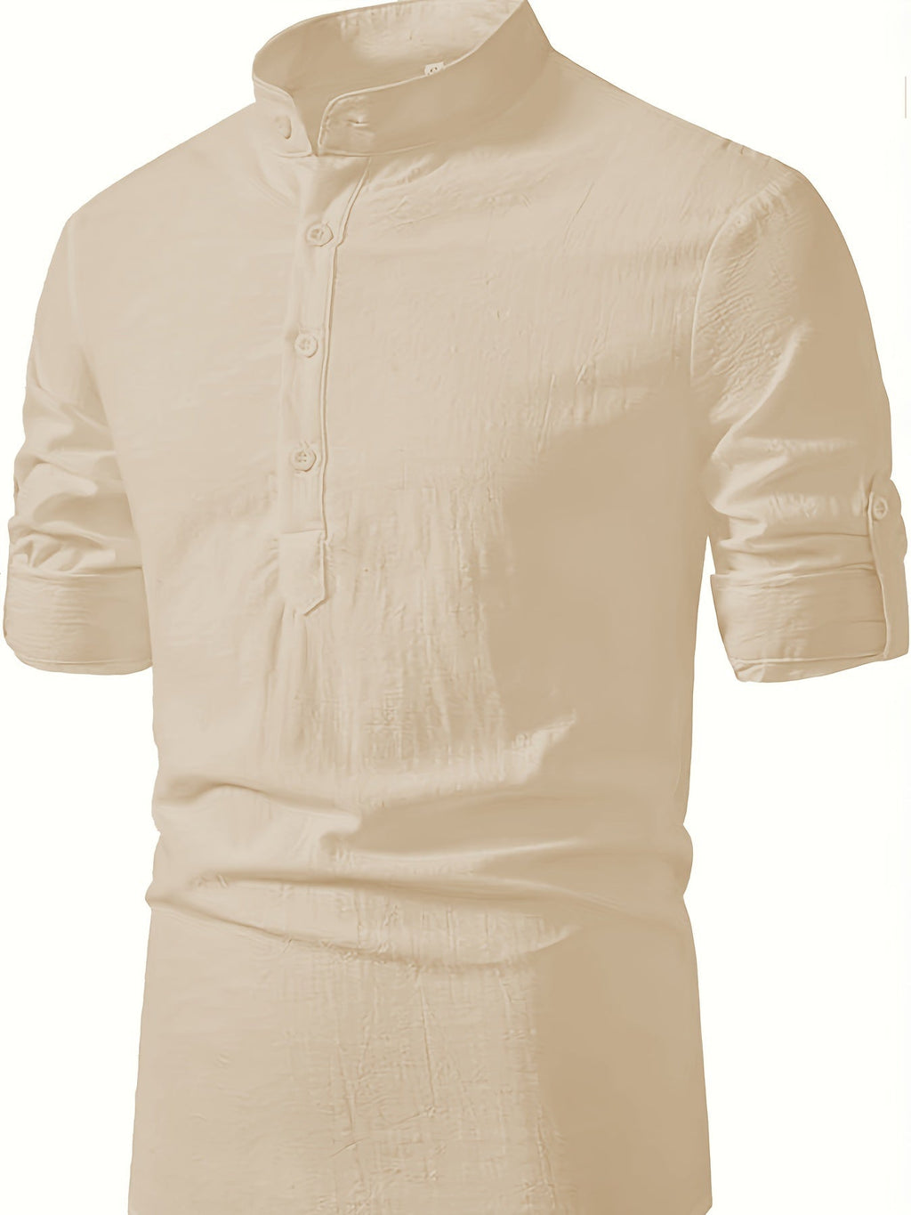 Men's Casual Blend Shirt | Stand Collar & Button Placket