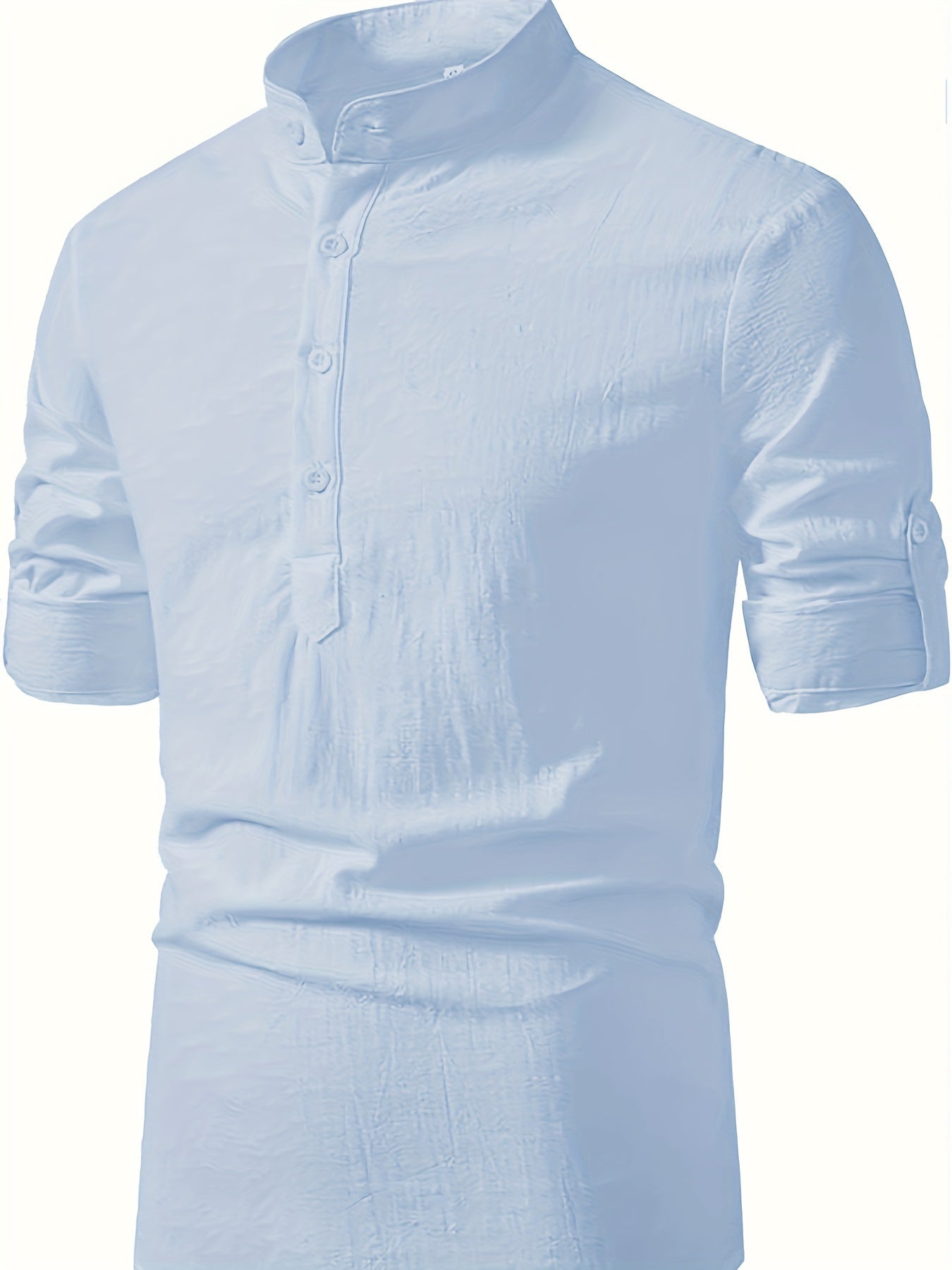 Men's Casual Blend Shirt | Stand Collar & Button Placket