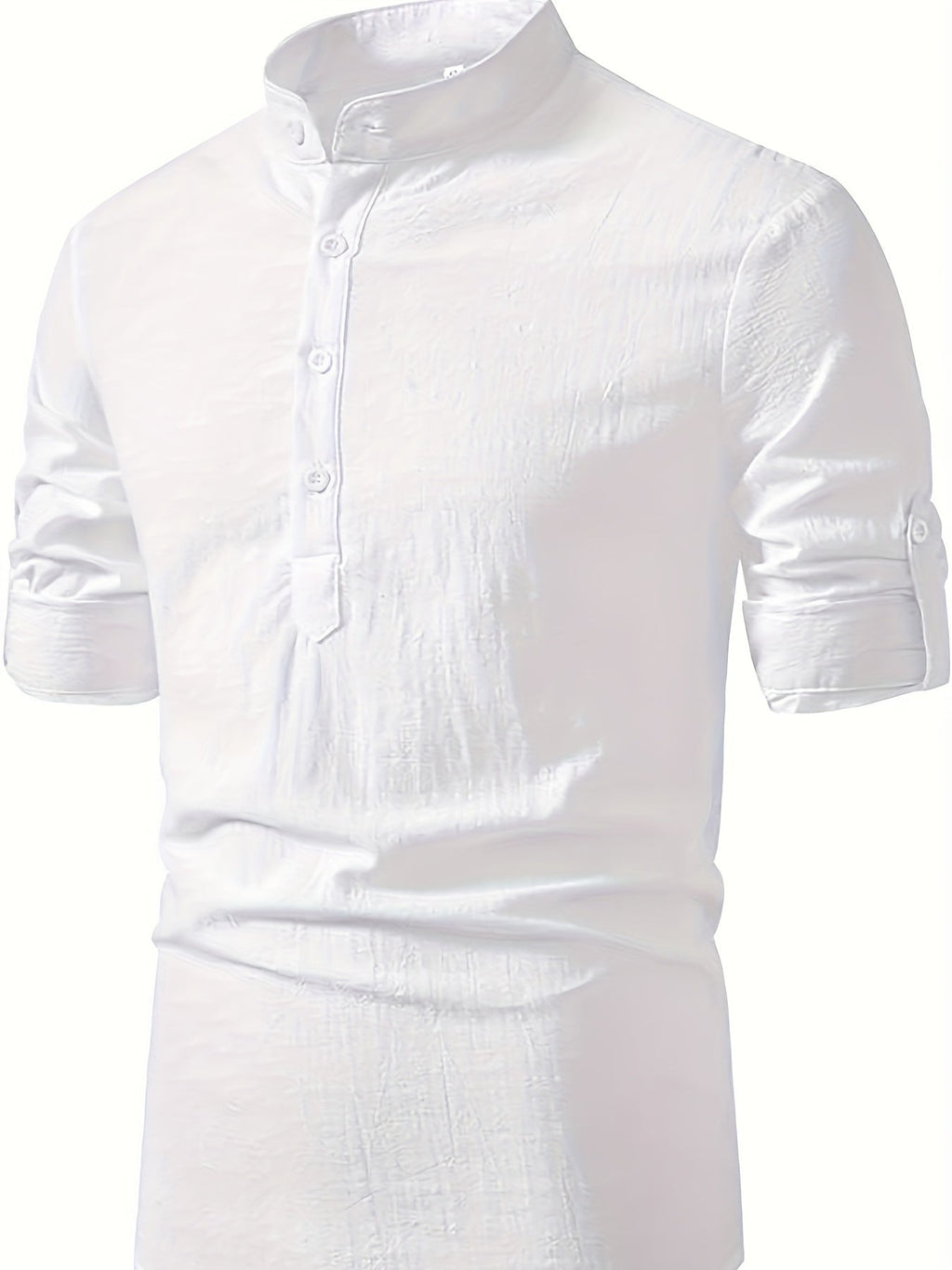 Men's Casual Blend Shirt | Stand Collar & Button Placket