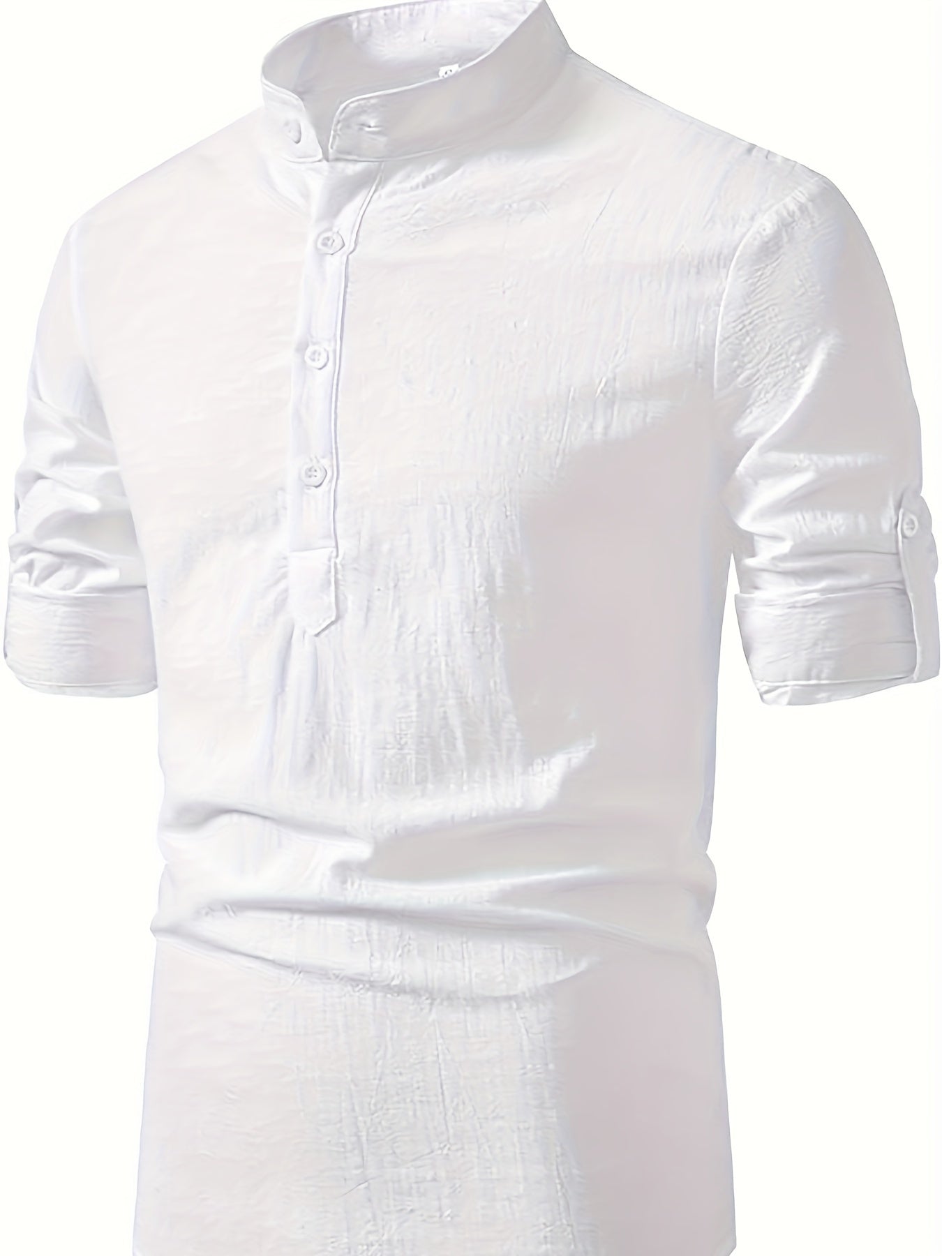 Men's Casual Blend Shirt | Stand Collar & Button Placket