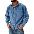 Men's Casual Corduroy Shirt | Button Placket & Chest Pocket
