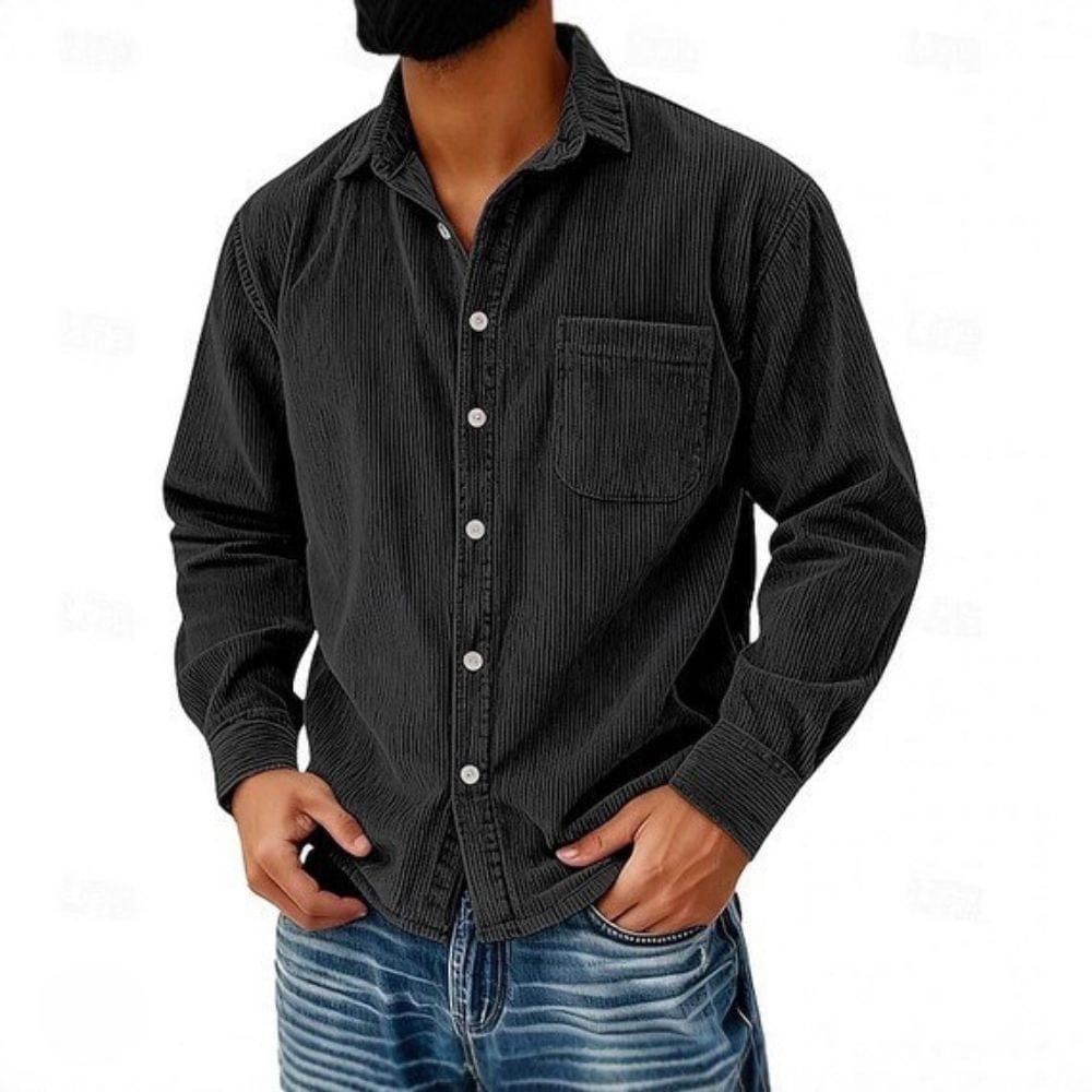 Men's Casual Corduroy Shirt | Button Placket & Chest Pocket