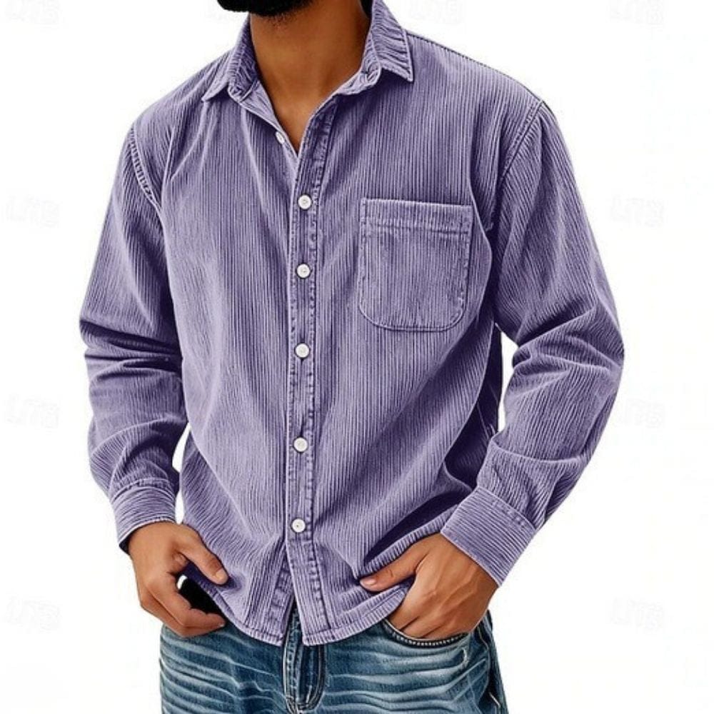 Men's Casual Corduroy Shirt | Button Placket & Chest Pocket
