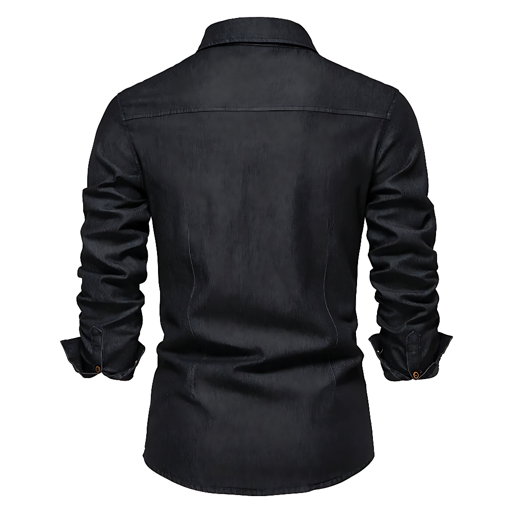 Men's Casual Denim Shirt | Button Front & Chest Pockets