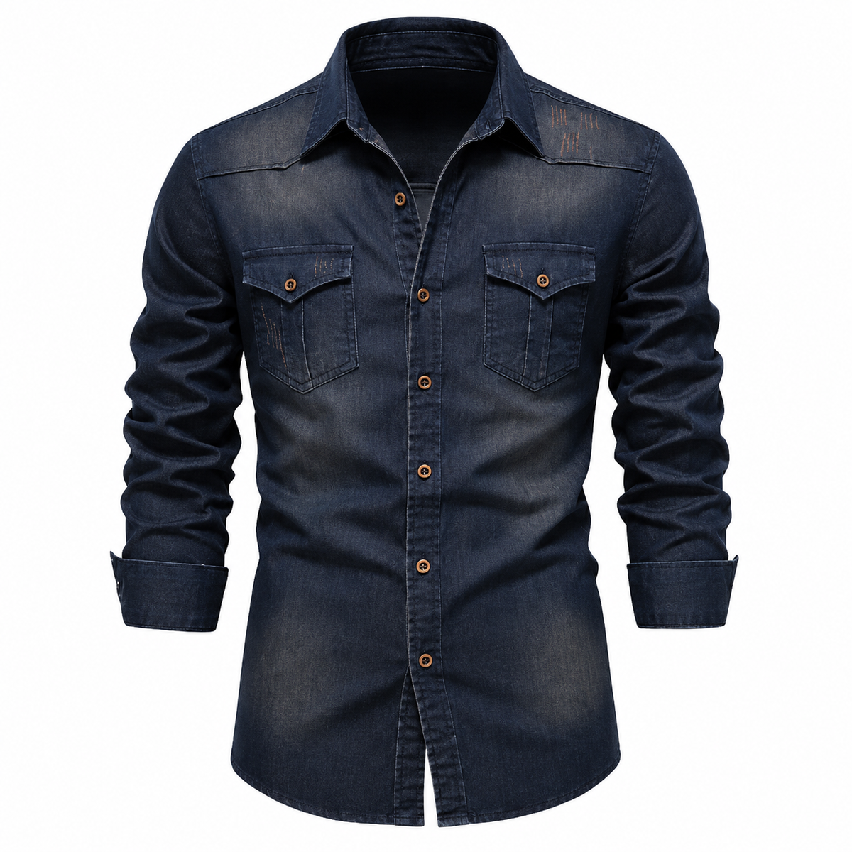 Men's Casual Denim Shirt | Button Front & Chest Pockets
