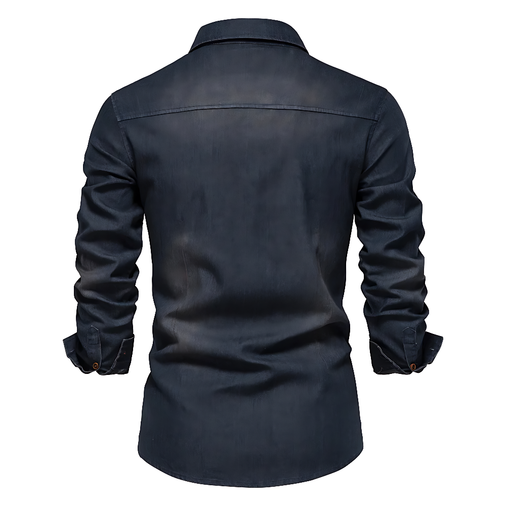 Men's Casual Denim Shirt | Button Front & Chest Pockets