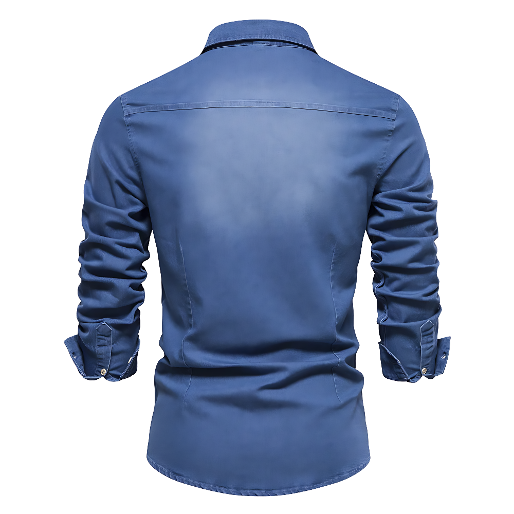 Men's Casual Denim Shirt | Button Front & Chest Pockets