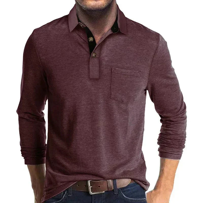 Men's Casual Knit-blend Polo Shirt | Chest Pocket & Buttons