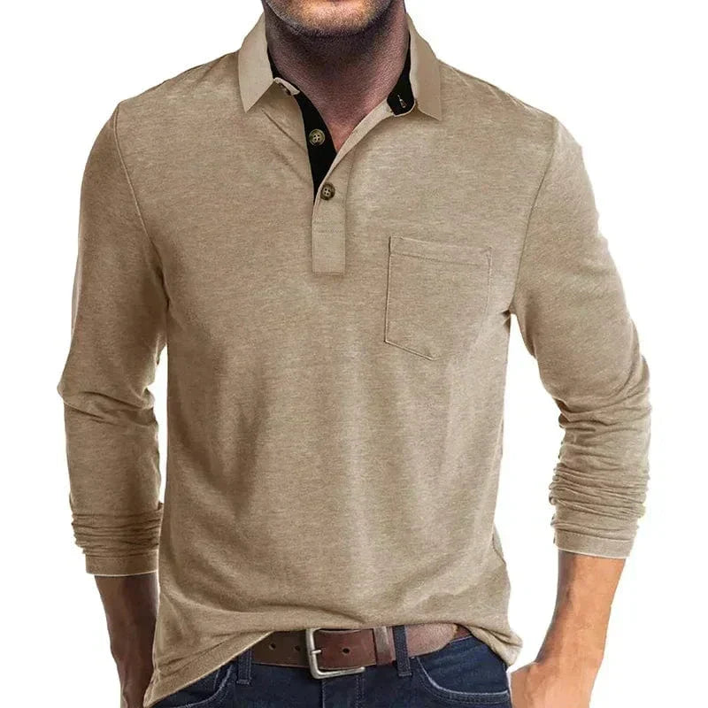 Men's Casual Knit-blend Polo Shirt | Chest Pocket & Buttons