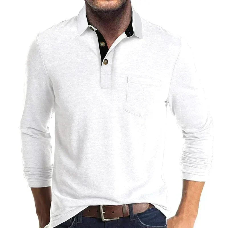 Men's Casual Knit-blend Polo Shirt | Chest Pocket & Buttons