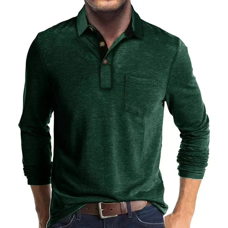 Men's Casual Knit-blend Polo Shirt | Chest Pocket & Buttons