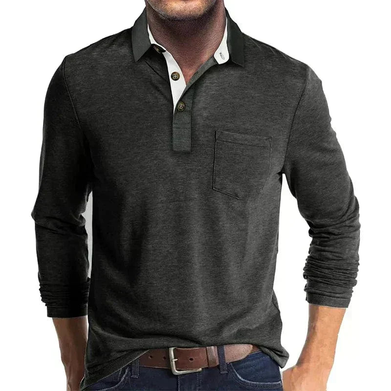 Men's Casual Knit-blend Polo Shirt | Chest Pocket & Buttons