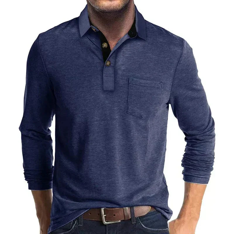 Men's Casual Knit-blend Polo Shirt | Chest Pocket & Buttons