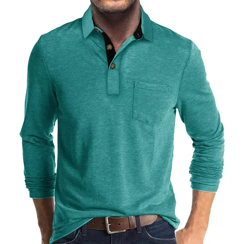 Men's Casual Knit-blend Polo Shirt | Chest Pocket & Buttons