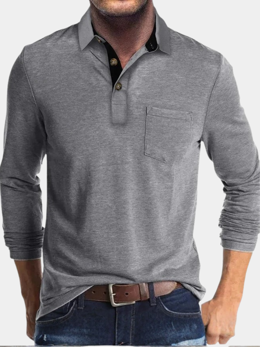Men's Casual Knit-blend Polo Shirt | Chest Pocket & Buttons