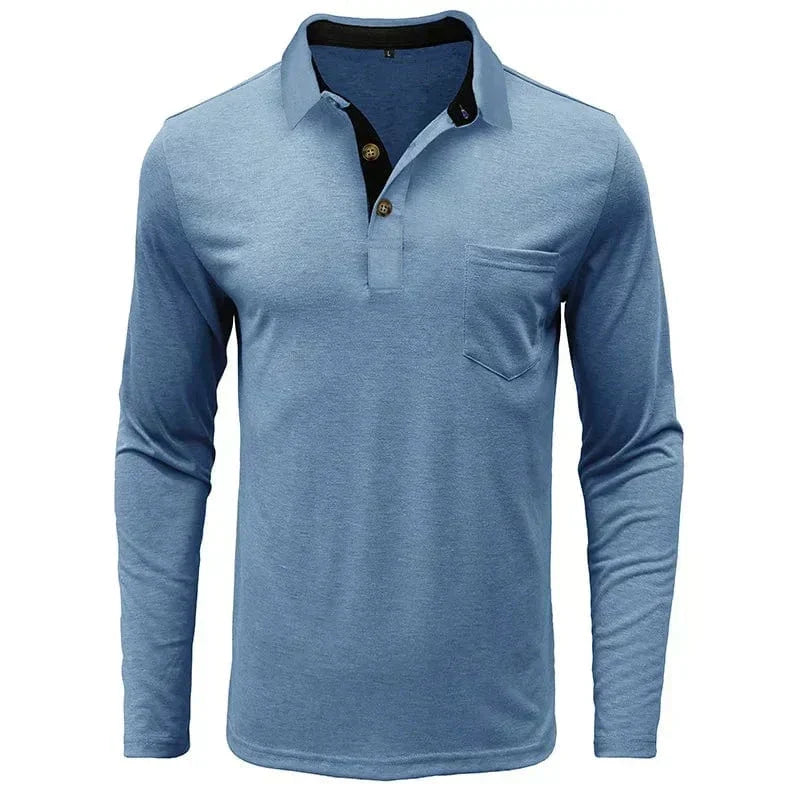Men's Casual Knit-blend Polo Shirt | Chest Pocket & Buttons