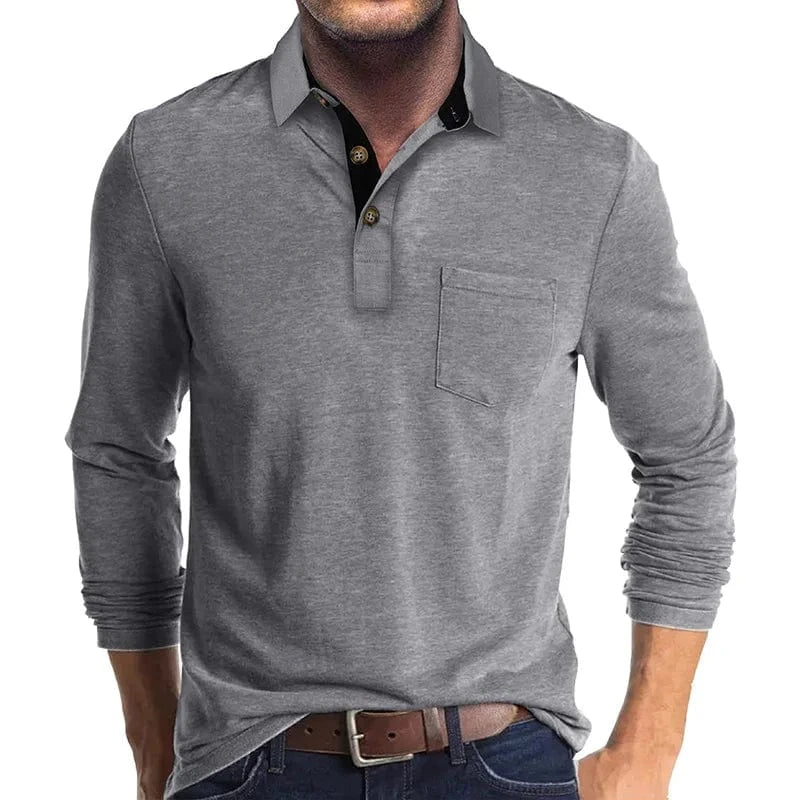Men's Casual Knit-blend Polo Shirt | Chest Pocket & Buttons